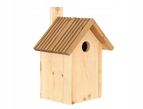 MAZUR Vogelfutterhaus aus Holz | 12.5x13x28cm | Nistkasten | Vogelfutterspender | Vogelfutterstation | Vogelhaus | Vogelhäuschen | Wetterfest | Kleinvögel, Gartenvögel, Singvögel, Wildvögel von MAZUR