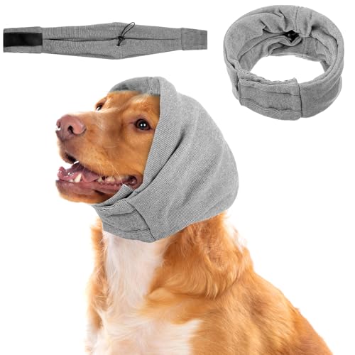 MBAIYO Ohrenschutz Für Hunde Beruhigende,Dog Calming Hoodie, Anxiety Relief Dog Ear Muffs Hoodie Hund Für Hund Hals Und Ohren Wärmer(Grau) von MBAIYO