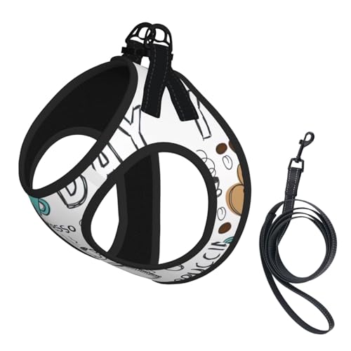 Delicious Coffee Geschirr-Set für Katzen und Hunde, reflektierend, verstellbar, weich, atmungsaktiv, Netzweste mit ausbruchsicherer Leine, für kleine Haustiere und Kätzchen, Welpen von MBCbjg