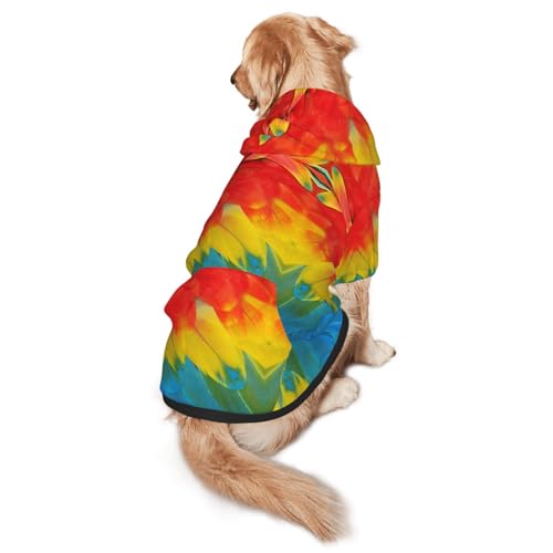 Fantastischer Hunde-Kapuzenpullover mit Papageienfeder-Aufdruck für mittelgroße bis große Hunde, warm, weich, atmungsaktiv, Sweatshirt, einfach zu tragen, Pullover für Winter und Herbst von MBCbjg