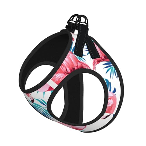 Flamingo-Geschirr für Katzen und Hunde, reflektierend, verstellbar, weich, atmungsaktiv, Netzweste mit ausbruchsicherer Leine, für kleine Haustiere und Kätzchen, Welpen von MBCbjg