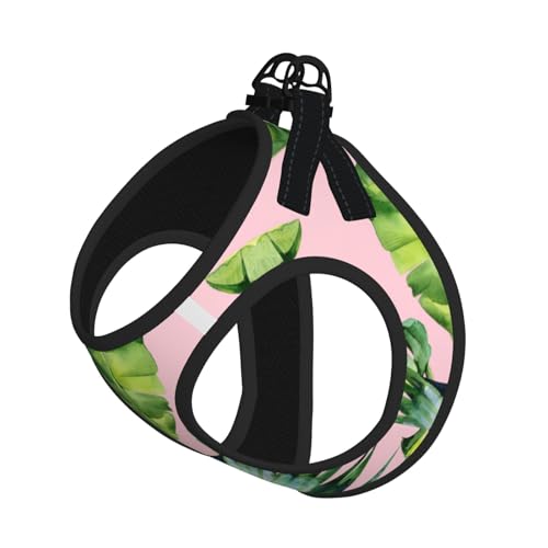 Fresh Banana Leaves Print Geschirr Leine Set für Katzen und Hunde, reflektierend, verstellbar, weich, atmungsaktiv, Netzweste mit ausbruchsicherer Leine, für kleine Haustiere und Kätzchen, Welpen von MBCbjg