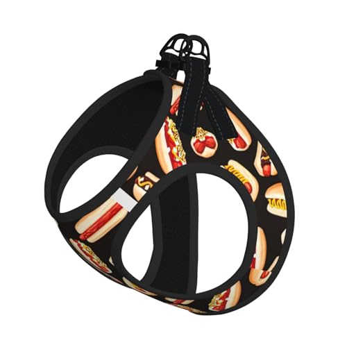Fun Food Hot Dogs Hundegeschirr mit Leine für Katzen und Hunde, reflektierend, verstellbar, weich, atmungsaktiv, Netzweste mit ausbruchsicherer Leine, für kleine Haustiere und Kätzchen, Welpen von MBCbjg