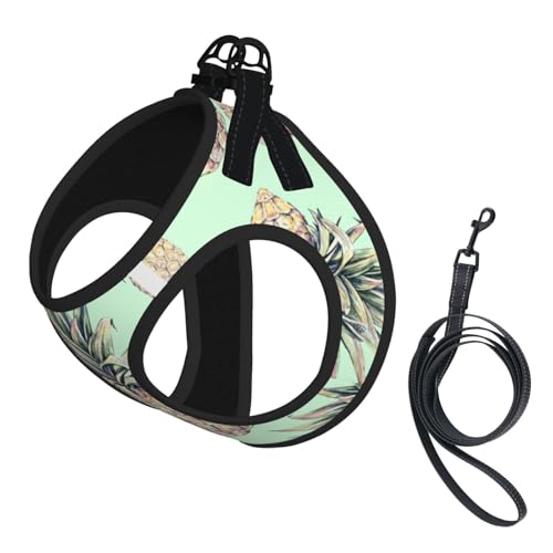 Geschirr-Set für Katzen und Hunde, reflektierend, verstellbar, weich, atmungsaktiv, mit ausbruchsicherer Leine, für kleine Haustiere und Kätzchen, Welpen, Ananasgrün von MBCbjg