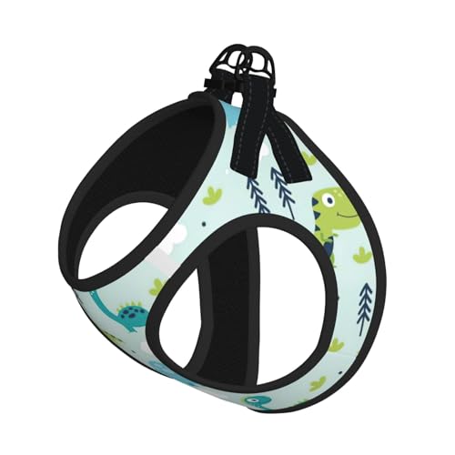 Geschirr-Set mit Dinosaurier-Muster, für Katzen und Hunde, reflektierend, verstellbar, weich, atmungsaktiv, Netzweste mit ausbruchsicherer Leine, für kleine Haustiere und Kätzchen, Welpen von MBCbjg