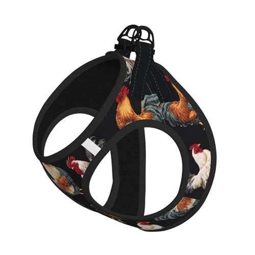Geschirr-Set mit französischem Hahn-Aufdruck, für Katzen und Hunde, reflektierend, verstellbar, weich, atmungsaktiv, Netzweste mit ausbruchsicherer Leine, für kleine Haustiere und Kätzchen, Welpen von MBCbjg