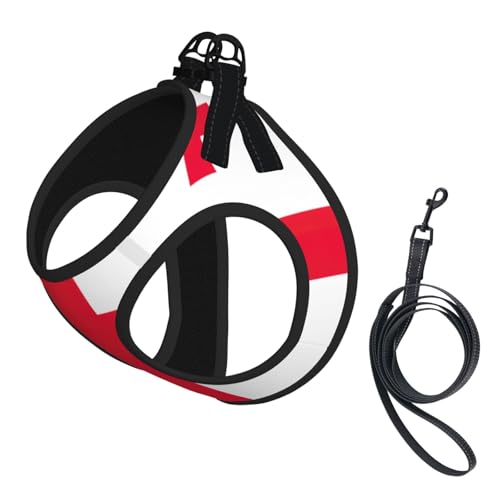 Geschirr mit Leine und Leine mit Flaggen-Motiv, für Katzen und Hunde, reflektierend, verstellbar, weich, atmungsaktiv, Netzweste mit ausbruchsicherer Leine, für kleine Haustiere und Kätzchen, Welpen von MBCbjg