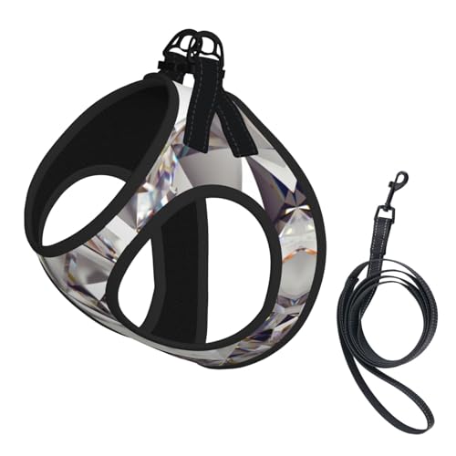 Glitzerndes abstraktes Rauten-Kristallmuster, Leinen-Set für Katzen und Hunde, reflektierend, verstellbar, weich, atmungsaktiv, Netzweste mit ausbruchsicherer Leine, für kleine Haustiere und Kätzchen von MBCbjg