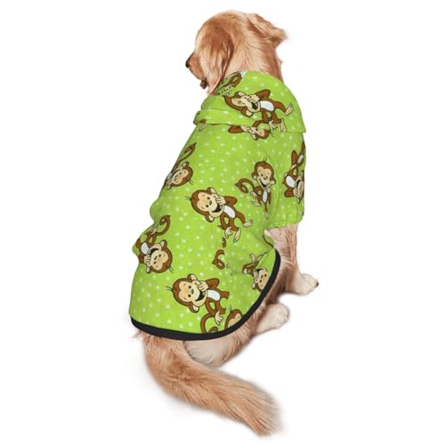 Grüner Hunde-Kapuzenpullover mit intelligentem Affen-Aufdruck, für mittelgroße bis große Hunde, warm, weich, atmungsaktiv, Sweatshirt, einfach zu tragen, Pullover für Winter und Herbst, Haustiermantel von MBCbjg