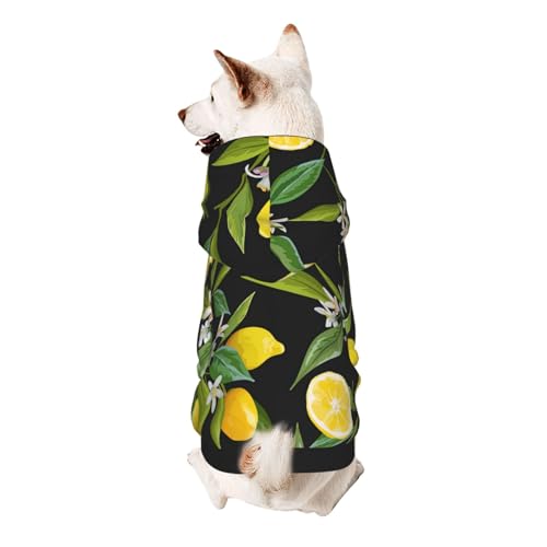 Hunde-Kapuzenpullover für kleine Hunde, warm, weich und atmungsaktiv, leicht zu tragen, Winter-Wettermantel, Gelb mit Zitronenmuster von MBCbjg