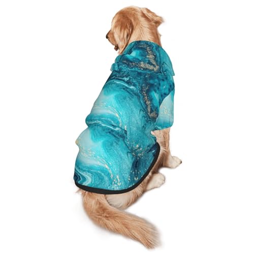 Hunde-Kapuzenpullover für mittelgroße bis große Hunde, warm, weich, atmungsaktiv, leicht zu tragen, für Winter und Herbst, Steinblau / goldfarben von MBCbjg