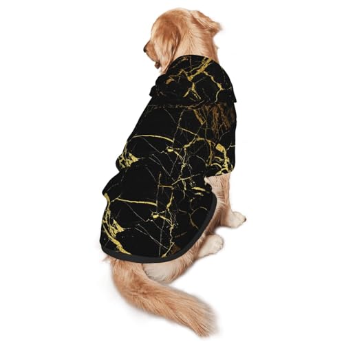 Hunde-Kapuzenpullover für mittelgroße bis große Hunde, warm, weich, atmungsaktiv, leicht zu tragender Pullover für Winter und Herbst, Gold/Schwarz von MBCbjg