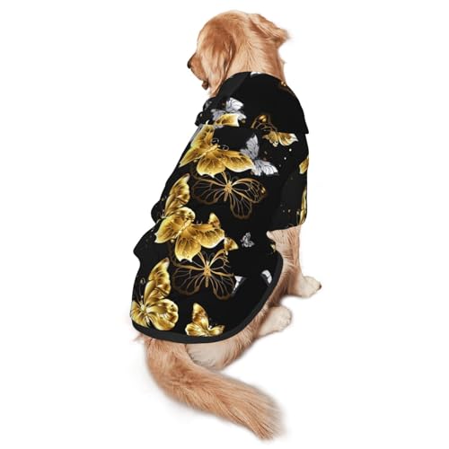 Hunde-Kapuzenpullover für mittelgroße bis große Hunde, warmes, weiches, atmungsaktives Sweatshirt, einfach zu tragender Pullover für Winter und Herbst, Hundemantel, goldfarben / Weiß von MBCbjg