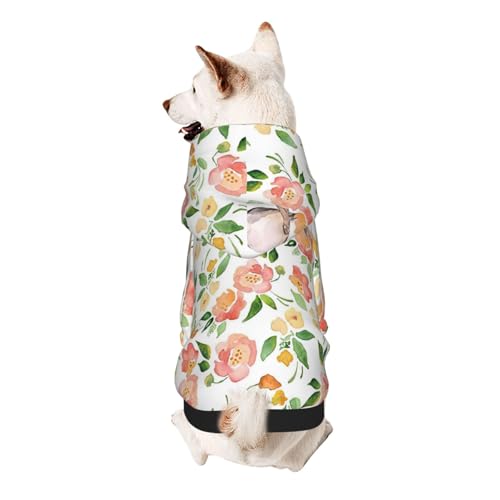 Hunde-Kapuzenpullover mit Blumen- und Vogelaufdruck, für kleine Hunde, warm, weich und atmungsaktiv, leicht zu tragen, Winter-Wettermantel für Haustiere von MBCbjg
