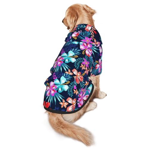 Hunde-Kapuzenpullover mit Blumenmuster für mittelgroße bis große Hunde, warm, weich, atmungsaktiv, leicht zu tragen, Pullover für Winter und Herbst, Haustiermantel von MBCbjg