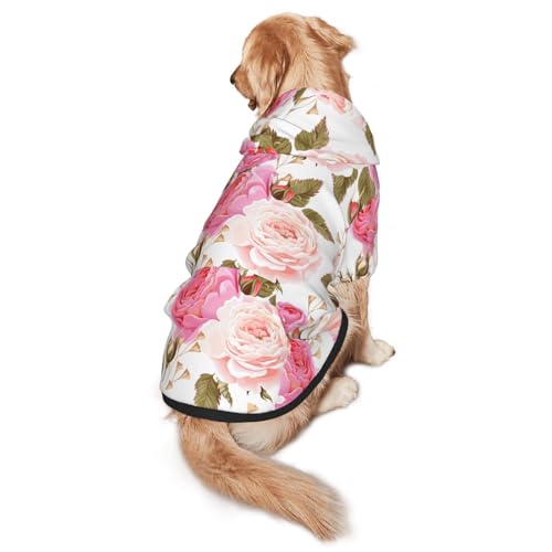 Hunde-Kapuzenpullover mit Blumenmuster und Rosenmuster, für mittelgroße bis große Hunde, warm, weich, atmungsaktiv, leicht zu tragen, Pullover für Winter und Herbst, Haustiermantel von MBCbjg