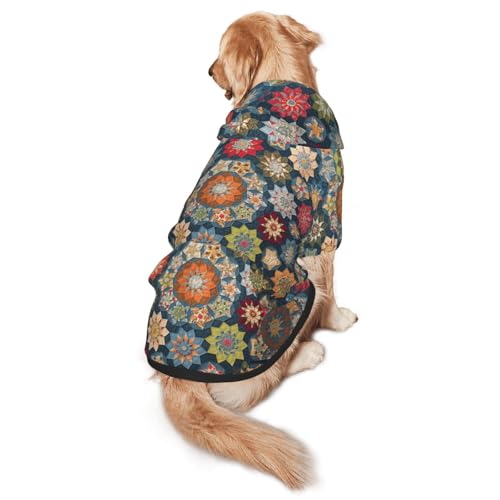 Hunde-Kapuzenpullover mit Bohemian-Blumendruck, für mittelgroße bis große Hunde, warm, weich, atmungsaktiv, Sweatshirt, leicht zu tragen, Pullover für Winter und Herbst, Haustiermantel von MBCbjg