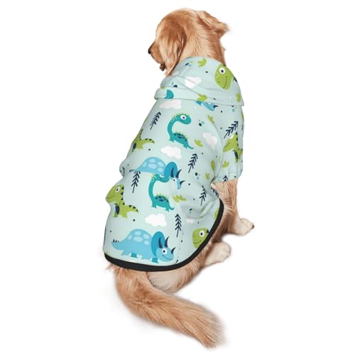 Hunde-Kapuzenpullover mit Dinosaurier-Muster, für mittelgroße bis große Hunde, warm, weich, atmungsaktiv, leicht zu tragen, Pullover für Winter und Herbst, Haustiermantel von MBCbjg