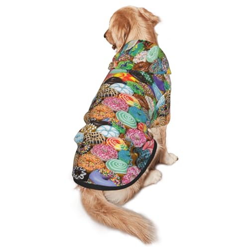 Hunde-Kapuzenpullover mit Donuts-Aufdruck für mittelgroße bis große Hunde, warm, weich, atmungsaktiv, leicht zu tragen, Pullover für Winter und Herbst, Haustiermantel von MBCbjg