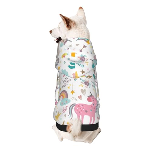 Hunde-Kapuzenpullover mit Einhörner-Aufdruck für kleine Hunde, warm, weich und atmungsaktiv, leicht zu tragen, Haustier-Winter-Wettermantel Hunde-Kapuzenpullover mit Einhörner-Aufdruck für kleine Hunde, warm, weich und atmungsaktiv, leicht zu tragen, Haustier-Winter-Wettermantel von MBCbjg