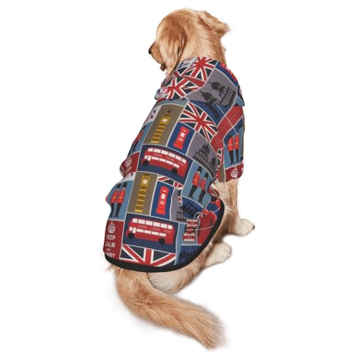 Hunde-Kapuzenpullover mit England-Symbol-Aufdruck, für mittelgroße bis große Hunde, warm, weich, atmungsaktiv, leicht zu tragen, Pullover für Winter und Herbst, Haustiermantel von MBCbjg