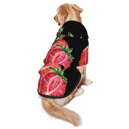 Hunde-Kapuzenpullover mit Erdbeer-Aufdruck für mittelgroße bis große Hunde, warm, weich, atmungsaktiv, leicht zu tragen, Pullover für Winter und Herbst, Haustiermantel von MBCbjg