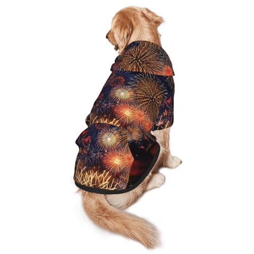 Hunde-Kapuzenpullover mit Feuerwerk-Aufdruck, für mittelgroße bis große Hunde, warm, weich, atmungsaktiv, leicht zu tragen, Pullover für Winter und Herbst, Haustiermantel von MBCbjg