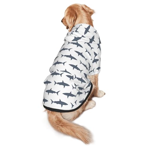 Hunde-Kapuzenpullover mit Fisch- und Hai-Aufdruck für mittelgroße bis große Hunde, warmes, weiches, atmungsaktives Sweatshirt, leicht zu tragender Pullover für Winter und Herbst, Haustiermantel von MBCbjg