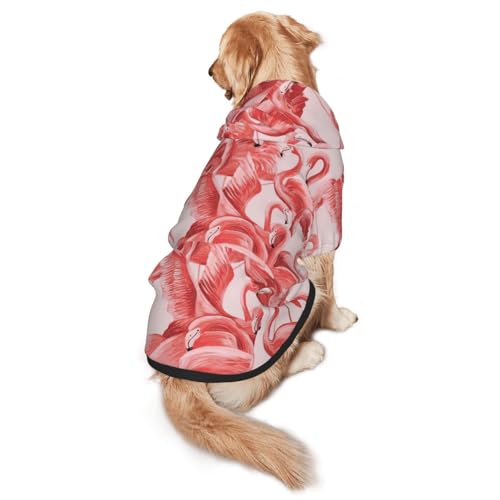 Hunde-Kapuzenpullover mit Flamingo-Aufdruck für mittelgroße bis große Hunde, warm, weich, atmungsaktiv, leicht zu tragen, Pullover für Winter und Herbst, Haustiermantel von MBCbjg