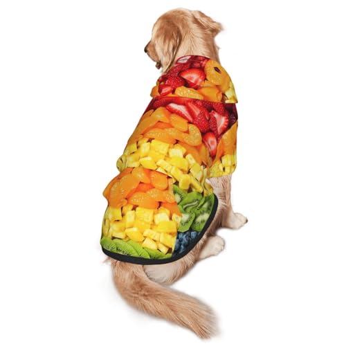 Hunde-Kapuzenpullover mit Frucht-Regenbogen-Druck, für mittelgroße bis große Hunde, warm, weich, atmungsaktiv, Sweatshirt, leicht zu tragen, Pullover für Winter und Herbst, Haustiermantel von MBCbjg