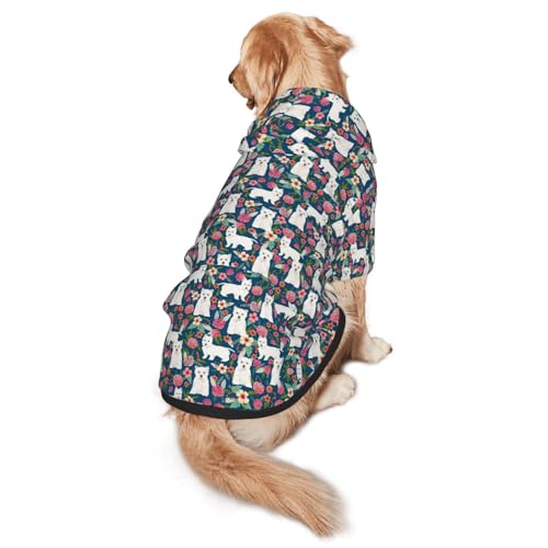 Hunde-Kapuzenpullover mit Hunde- und Blumendruck, für mittelgroße bis große Hunde, warm, weich, atmungsaktiv, leicht zu tragen, Pullover für Winter und Herbst, Haustiermantel von MBCbjg