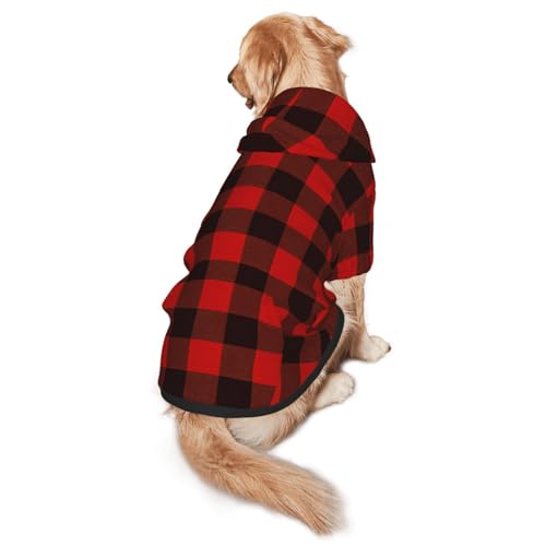 Hunde-Kapuzenpullover mit Karomuster für mittelgroße bis große Hunde, warm, weich, atmungsaktiv, leicht zu tragen, für Winter und Herbst, Haustiermantel von MBCbjg