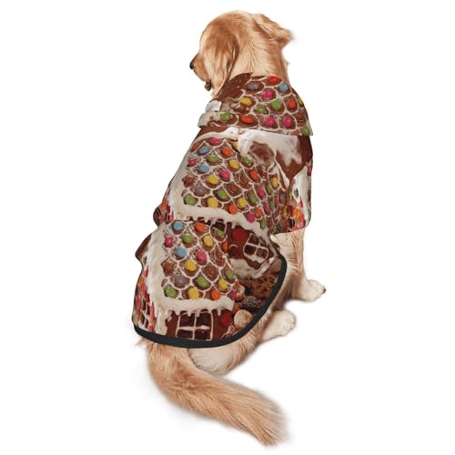 Hunde-Kapuzenpullover mit Lebkuchenmotiv für mittelgroße bis große Hunde, warm, weich, atmungsaktiv, leicht zu tragen, für Winter und Herbst, Haustiermantel von MBCbjg