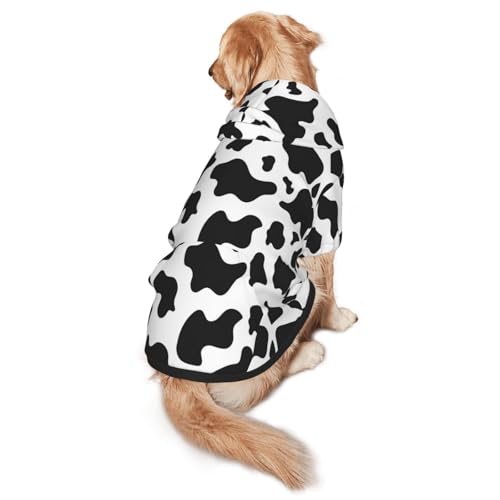 Hunde-Kapuzenpullover mit Leopardenmuster, für mittelgroße bis große Hunde, warm, weich, atmungsaktiv, leicht zu tragen, für Winter und Herbst, Haustiermantel, Schwarz / Weiß von MBCbjg