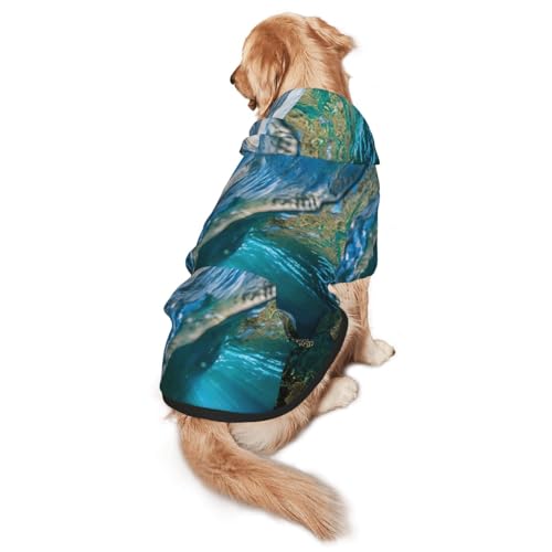 Hunde-Kapuzenpullover mit Meerestier-Schildkröte, schwimmend unter Wasser über dem Korallenriff, für mittelgroße bis große Hunde, warm, weich, atmungsaktiv, leicht zu tragen, Pullover für Winter und von MBCbjg