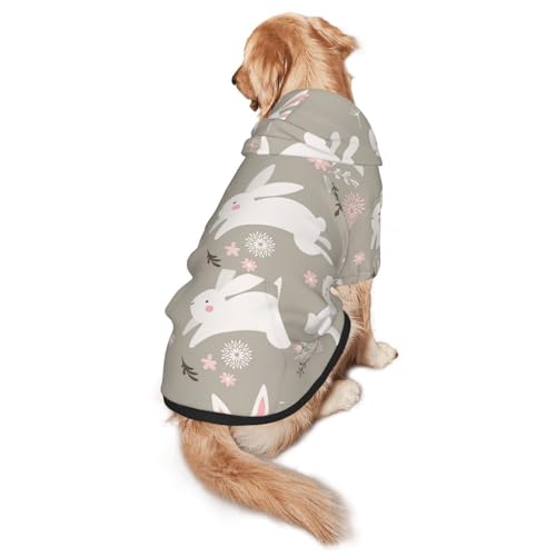 Hunde-Kapuzenpullover mit Osterhasen-Blumendruck, für mittelgroße bis große Hunde, warm, weich, atmungsaktiv, leicht zu tragen, Pullover für Winter und Herbst, Haustiermantel von MBCbjg