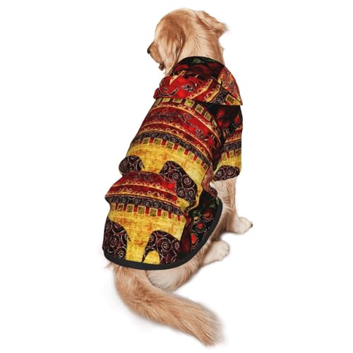 Hunde-Kapuzenpullover mit afrikanischem Elefanten-Patchwork-Druck, für mittelgroße bis große Hunde, warm, weich, atmungsaktiv, Sweatshirt, einfach zu tragen, Pullover für Winter und Herbst von MBCbjg