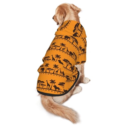Hunde-Kapuzenpullover mit afrikanischem Tierdruck, für mittelgroße bis große Hunde, warm, weich, atmungsaktiv, leicht zu tragen, Pullover für Winter und Herbst, Haustiermantel von MBCbjg