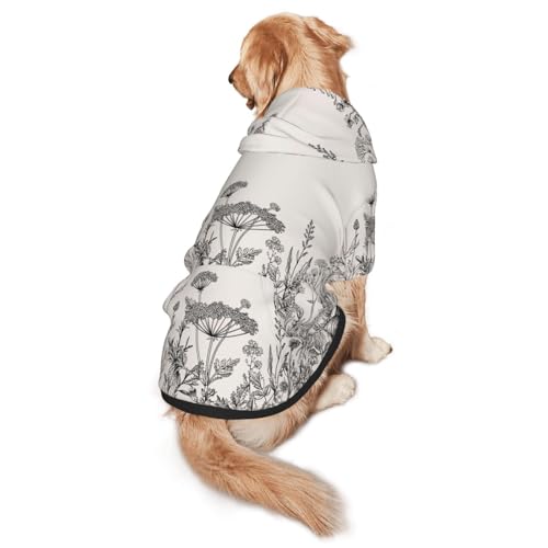 Hunde-Kapuzenpullover mit botanischer Gravur, für mittelgroße bis große Hunde, warm, weich, atmungsaktiv, leicht zu tragen, Pullover für Winter und Herbst, Haustiermantel von MBCbjg