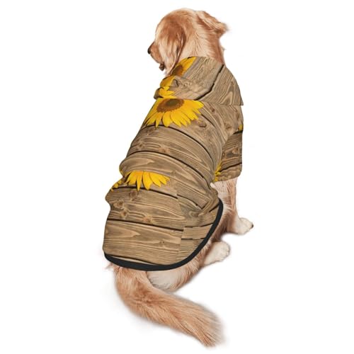 Hunde-Kapuzenpullover mit drei Sonnenblumen auf Holzdruck, für mittelgroße bis große Hunde, warm, weich, atmungsaktiv, leicht zu tragen, Pullover für Winter und Herbst, Haustiermantel Hunde-Kapuzenpullover mit drei Sonnenblumen auf Holzdruck, für mittelgroße bis große Hunde, warm, weich, atmungsaktiv, leicht zu tragen, Pullover für Winter und Herbst, Haustiermantel von MBCbjg
