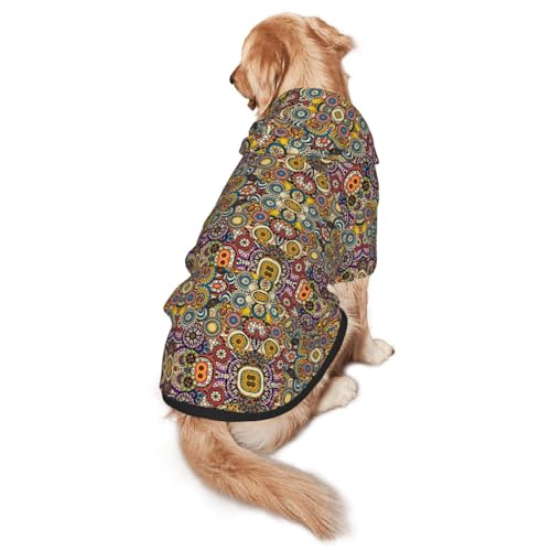 Hunde-Kapuzenpullover mit ethnischem Kreis-Blumenmuster für mittelgroße bis große Hunde, warm, weich, atmungsaktiv, leicht zu tragen, Pullover für Winter und Herbst, Haustiermantel von MBCbjg