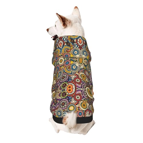 Hunde-Kapuzenpullover mit ethnischen Kreisen, Blumenmuster, für kleine Hunde, warm, weich und atmungsaktiv, leicht zu tragen, Winter-Wettermantel für Haustiere Hunde-Kapuzenpullover mit ethnischen Kreisen, Blumenmuster, für kleine Hunde, warm, weich und atmungsaktiv, leicht zu tragen, Winter-Wettermantel für Haustiere von MBCbjg