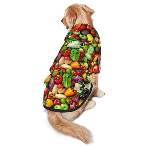 Hunde-Kapuzenpullover mit frischem Obst und Gemüse, für mittelgroße bis große Hunde, warm, weich, atmungsaktiv, leicht zu tragen, Pullover für Winter und Herbst, Haustiermantel von MBCbjg