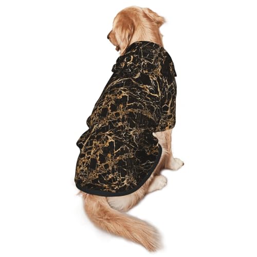 Hunde-Kapuzenpullover mit goldfarbenem Marmor-Druck, für mittelgroße bis große Hunde, warm, weich, atmungsaktiv, Sweatshirt, leicht zu tragen, Pullover für Winter und Herbst, Haustiermantel von MBCbjg