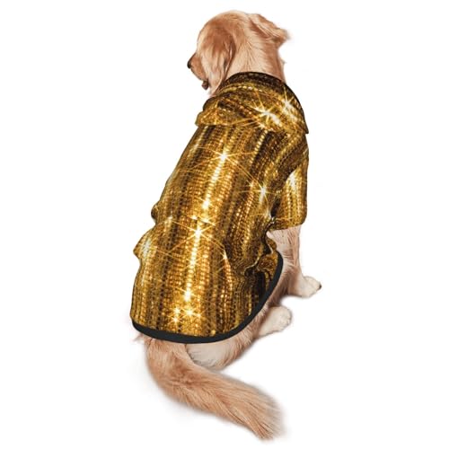 Hunde-Kapuzenpullover mit goldfarbenem Pailletten-Aufdruck für mittelgroße bis große Hunde, warm, weich, atmungsaktiv, leicht zu tragen, Pullover für Winter und Herbst, Haustiermantel von MBCbjg