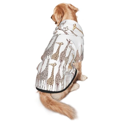 Hunde-Kapuzenpullover mit niedlichem Cartoon-Giraffen-Druck, für mittelgroße bis große Hunde, warm, weich, atmungsaktiv, leicht zu tragen, Pullover für Winter und Herbst, Haustiermantel von MBCbjg