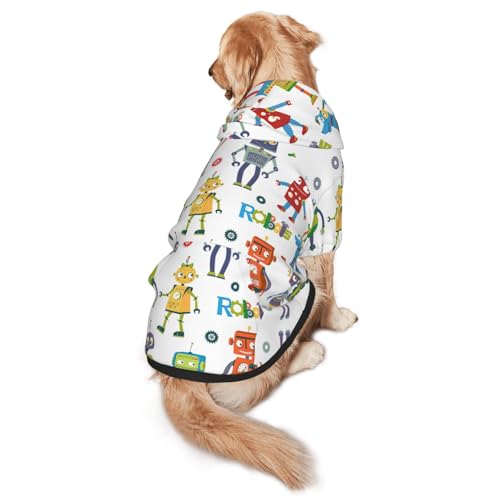 Hunde-Kapuzenpullover mit niedlichem Cartoon-Roboteraufdruck, für mittelgroße bis große Hunde, warm, weich, atmungsaktiv, leicht zu tragen, Pullover für Winter und Herbst, Haustiermantel von MBCbjg