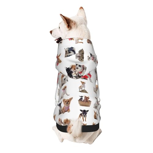 Hunde-Kapuzenpullover mit niedlichem Chihuahua-Mops-Muster für kleine Hunde, warm, weich und atmungsaktiv, leicht zu tragen, Winter-Wettermantel für Haustiere Hunde-Kapuzenpullover mit niedlichem Chihuahua-Mops-Muster für kleine Hunde, warm, weich und atmungsaktiv, leicht zu tragen, Winter-Wettermantel für Haustiere von MBCbjg