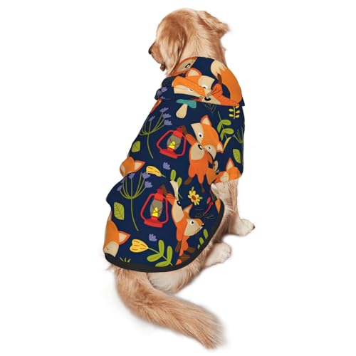 Hunde-Kapuzenpullover mit niedlichem Fuchs-Blumendruck, für mittelgroße bis große Hunde, warm, weich, atmungsaktiv, leicht zu tragen, Pullover für Winter und Herbst, Haustiermantel von MBCbjg