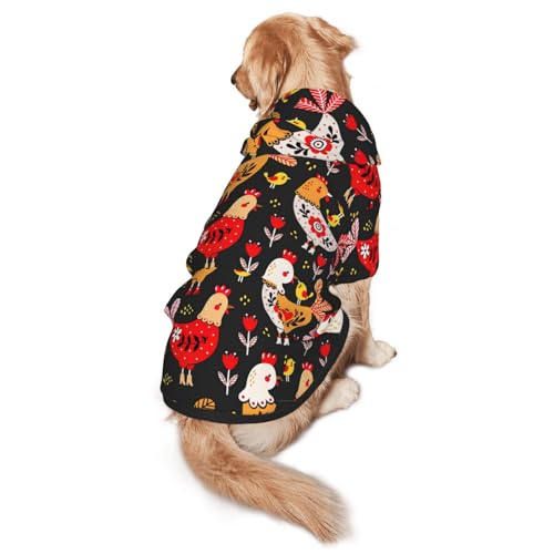 Hunde-Kapuzenpullover mit niedlichem Hahn-Aufdruck, für mittelgroße bis große Hunde, warm, weich, atmungsaktiv, leicht zu tragen, Pullover für Winter und Herbst, Haustiermantel von MBCbjg